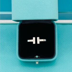 Tiffany & Co SS T Square Ring Size 7.5 VGUC